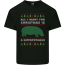 Hippopotamus Hippo Christmas Funny Kids T-Shirt Childrens Black
