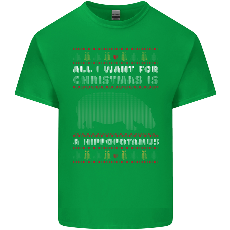 Hippopotamus Hippo Christmas Funny Kids T-Shirt Childrens Irish Green