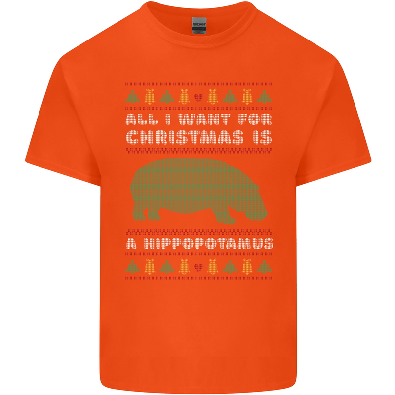 Hippopotamus Hippo Christmas Funny Kids T-Shirt Childrens Orange