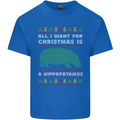 Hippopotamus Hippo Christmas Funny Kids T-Shirt Childrens Royal Blue