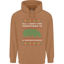 Hippopotamus Hippo Christmas Funny Mens 80% Cotton Hoodie Caramel Latte
