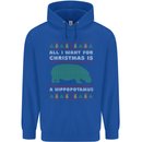 Hippopotamus Hippo Christmas Funny Mens 80% Cotton Hoodie Royal Blue