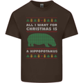 Hippopotamus Hippo Christmas Funny Mens Cotton T-Shirt Tee Top Dark Chocolate