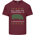 Hippopotamus Hippo Christmas Funny Mens Cotton T-Shirt Tee Top Maroon