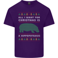 Hippopotamus Hippo Christmas Funny Mens Cotton T-Shirt Tee Top Purple