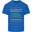 Hippopotamus Hippo Christmas Funny Mens Cotton T-Shirt Tee Top Royal Blue