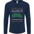 Hippopotamus Hippo Christmas Funny Mens Long Sleeve T-Shirt Navy Blue