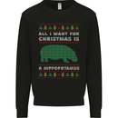 Hippopotamus Hippo Christmas Funny Mens Sweatshirt Jumper Black