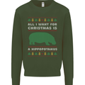 Hippopotamus Hippo Christmas Funny Mens Sweatshirt Jumper Forest Green