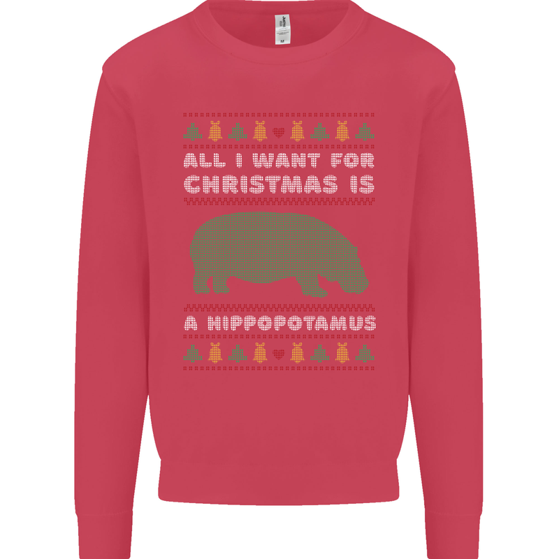 Hippopotamus Hippo Christmas Funny Mens Sweatshirt Jumper Heliconia