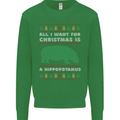 Hippopotamus Hippo Christmas Funny Mens Sweatshirt Jumper Irish Green