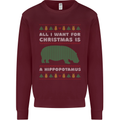 Hippopotamus Hippo Christmas Funny Mens Sweatshirt Jumper Maroon