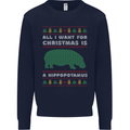 Hippopotamus Hippo Christmas Funny Mens Sweatshirt Jumper Navy Blue