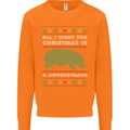 Hippopotamus Hippo Christmas Funny Mens Sweatshirt Jumper Orange