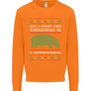 Hippopotamus Hippo Christmas Funny Mens Sweatshirt Jumper Orange