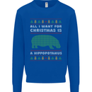 Hippopotamus Hippo Christmas Funny Mens Sweatshirt Jumper Royal Blue