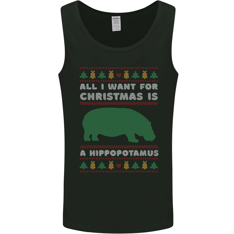Hippopotamus Hippo Christmas Funny Mens Vest Tank Top Black