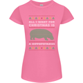 Hippopotamus Hippo Christmas Funny Womens Petite Cut T-Shirt Azalea