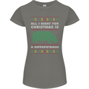 Hippopotamus Hippo Christmas Funny Womens Petite Cut T-Shirt Charcoal