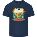 Hippy Van Flowers Peace Campervan Funny Mens Cotton T-Shirt Tee Top Navy Blue