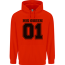 His Queen Funny Valentines Day Childrens Kids Hoodie Bright Red
