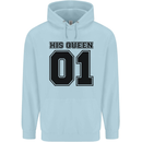 His Queen Funny Valentines Day Childrens Kids Hoodie Light Blue