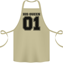His Queen Funny Valentines Day Cotton Apron 100% Organic Khaki