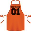 His Queen Funny Valentines Day Cotton Apron 100% Organic Orange