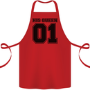 His Queen Funny Valentines Day Cotton Apron 100% Organic Red