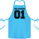 His Queen Funny Valentines Day Cotton Apron 100% Organic Turquoise
