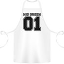 His Queen Funny Valentines Day Cotton Apron 100% Organic White