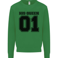 His Queen Funny Valentines Day Kids Sweatshirt Jumper Irish Green