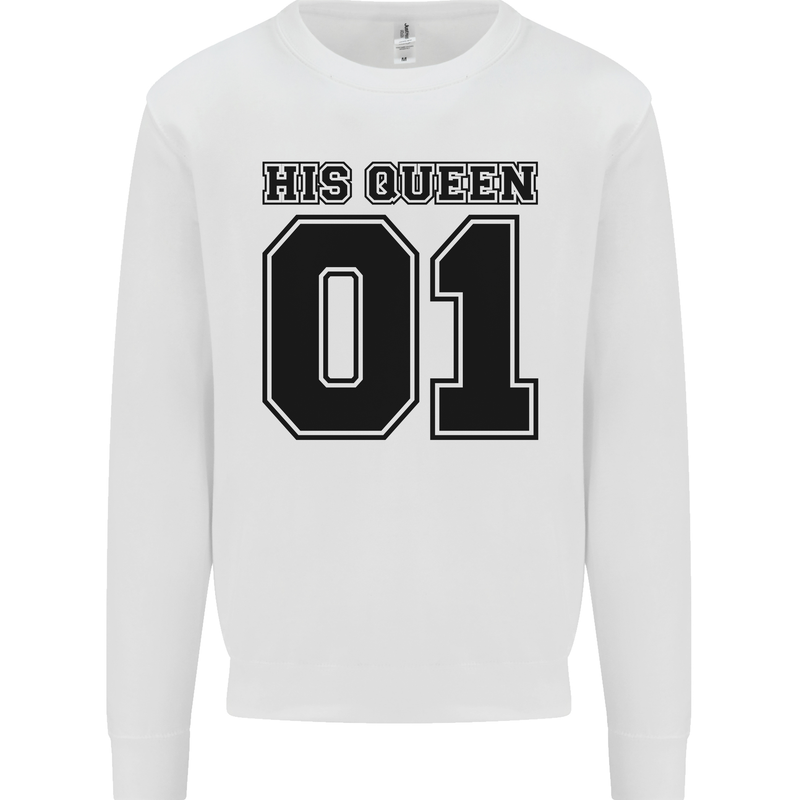 His Queen Funny Valentines Day Kids Sweatshirt Jumper White