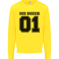 His Queen Funny Valentines Day Kids Sweatshirt Jumper Yellow