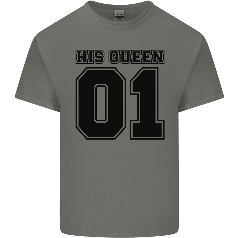 His Queen Funny Valentines Day Kids T-Shirt Childrens Charcoal