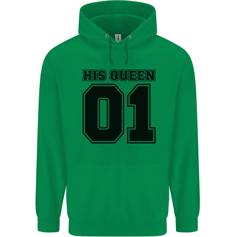 His Queen Funny Valentines Day Mens 80% Cotton Hoodie Irish Green