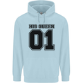 His Queen Funny Valentines Day Mens 80% Cotton Hoodie Light Blue