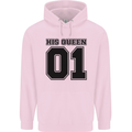 His Queen Funny Valentines Day Mens 80% Cotton Hoodie Light Pink