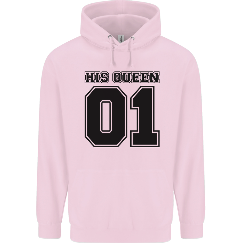 His Queen Funny Valentines Day Mens 80% Cotton Hoodie Light Pink