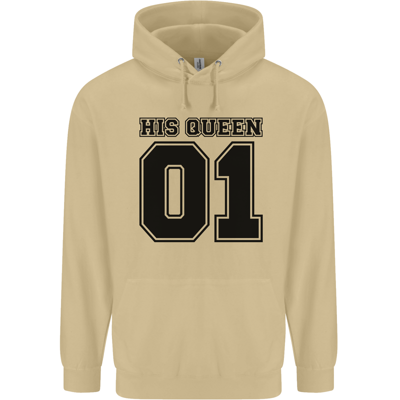 His Queen Funny Valentines Day Mens 80% Cotton Hoodie Sand