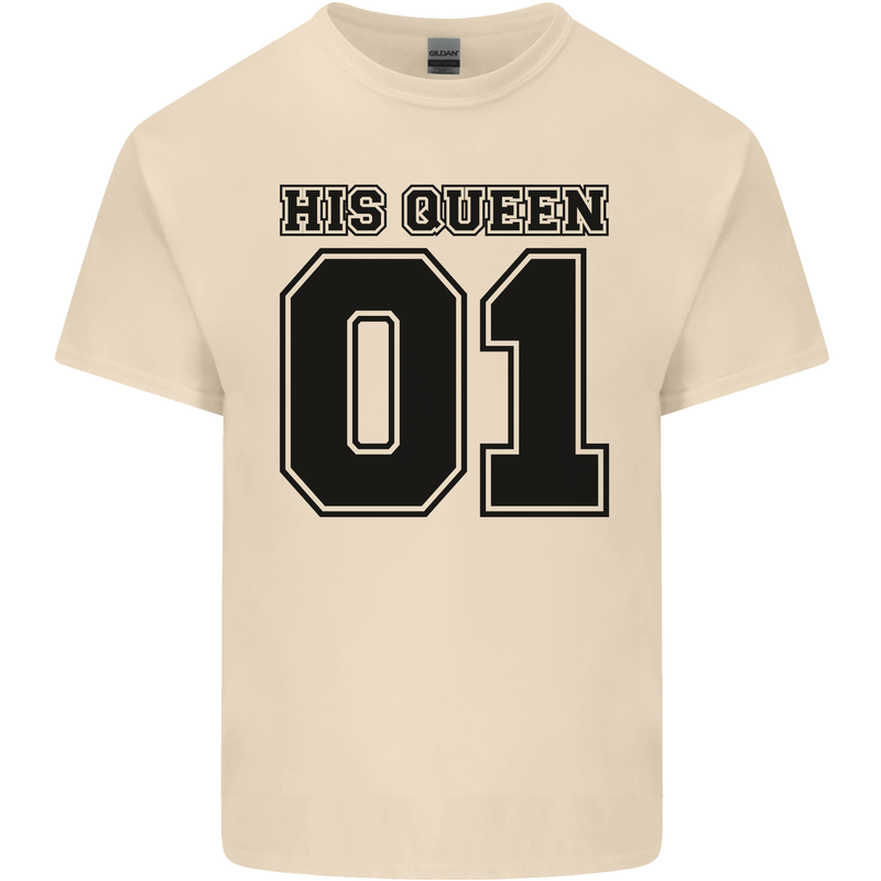 His Queen Funny Valentines Day Mens Cotton T-Shirt Tee Top Natural