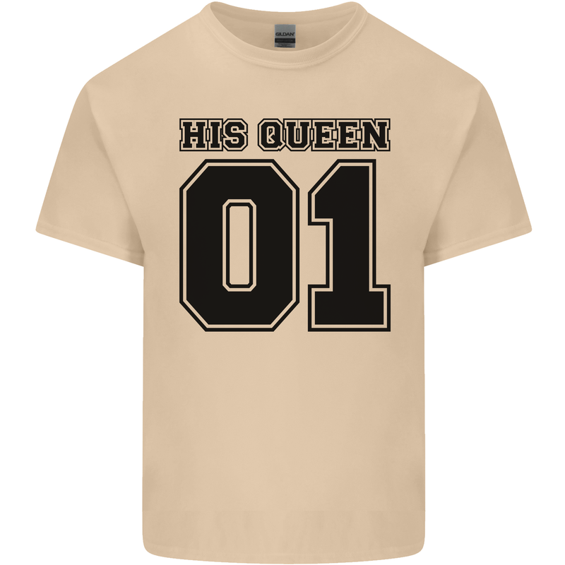 His Queen Funny Valentines Day Mens Cotton T-Shirt Tee Top Sand