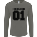 His Queen Funny Valentines Day Mens Long Sleeve T-Shirt Charcoal