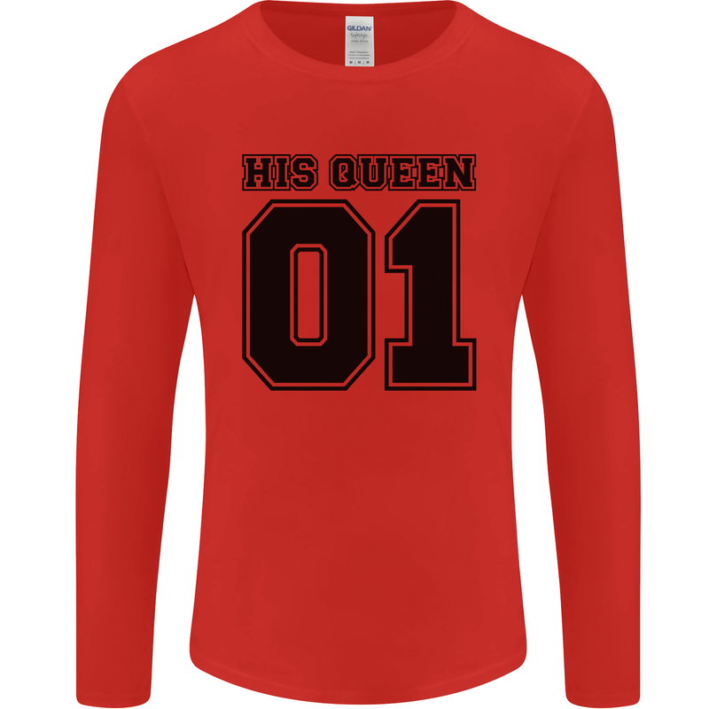 His Queen Funny Valentines Day Mens Long Sleeve T-Shirt Red