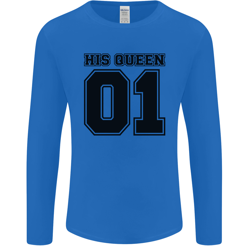 His Queen Funny Valentines Day Mens Long Sleeve T-Shirt Royal Blue