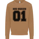 His Queen Funny Valentines Day Mens Sweatshirt Jumper Caramel Latte