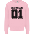 His Queen Funny Valentines Day Mens Sweatshirt Jumper Light Pink