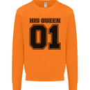 His Queen Funny Valentines Day Mens Sweatshirt Jumper Orange