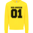 His Queen Funny Valentines Day Mens Sweatshirt Jumper Yellow