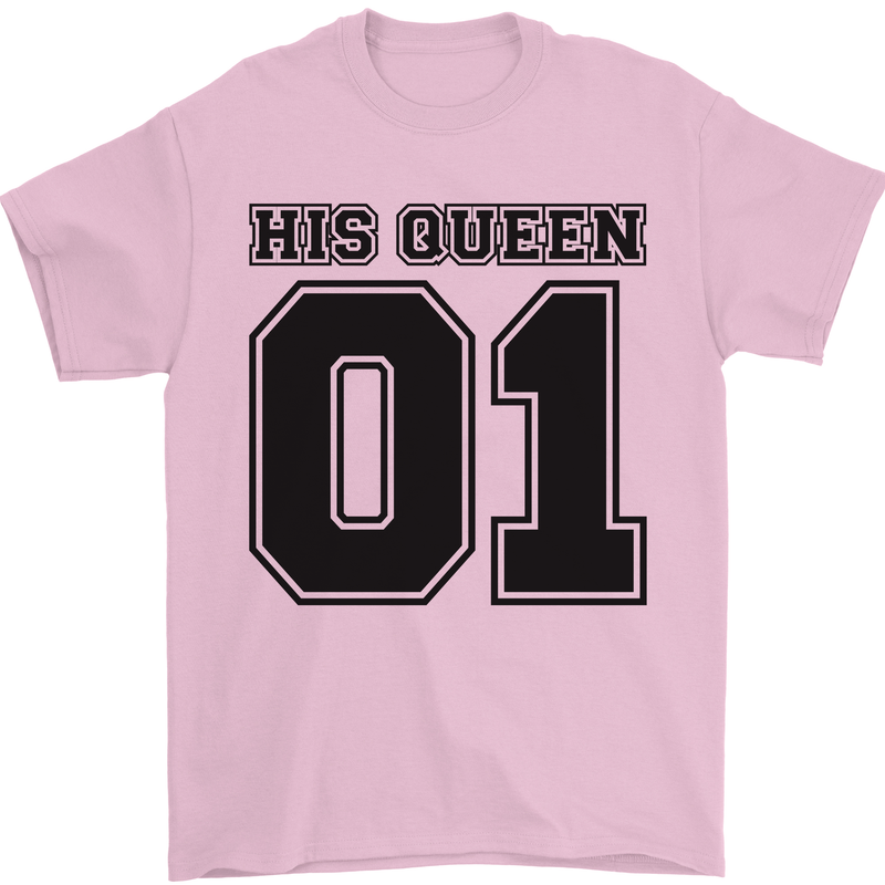 His Queen Funny Valentines Day Mens T-Shirt 100% Cotton Light Pink